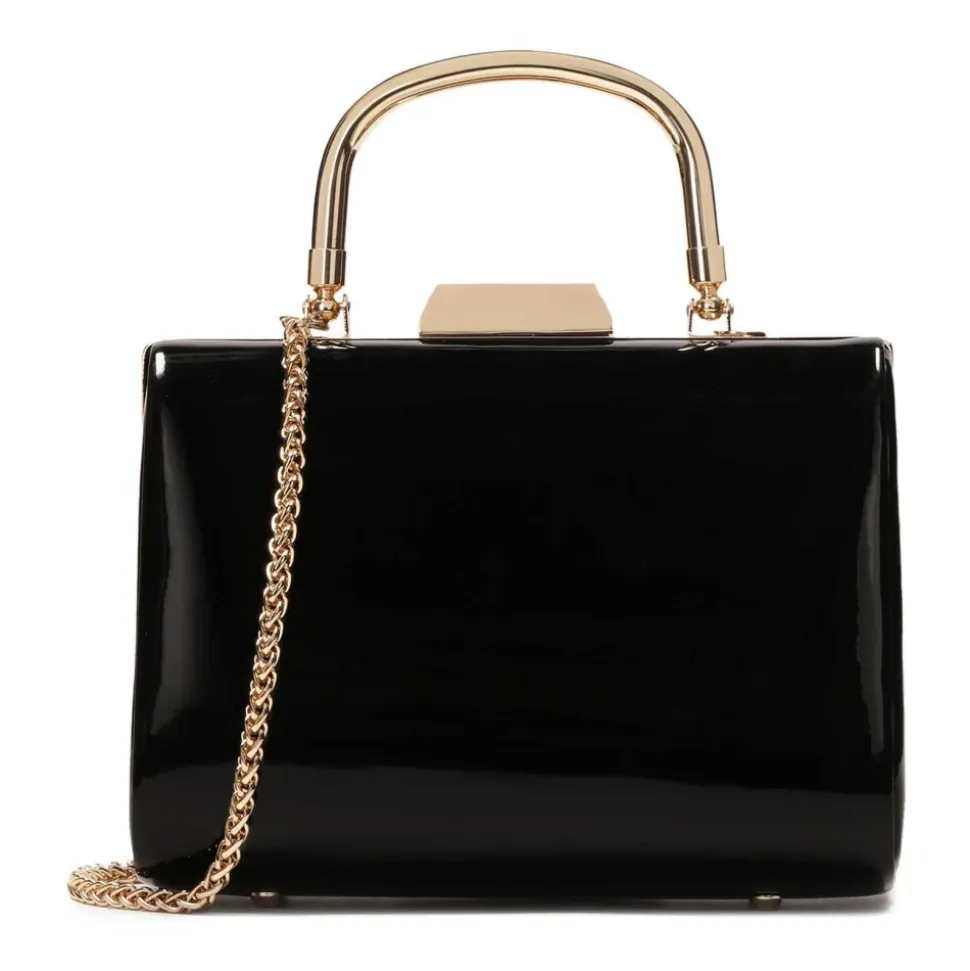 Abend-Clutch aus Lackleder in Schwarz