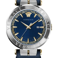 AION Lederarmband Blaues Zifferblatt Uhr