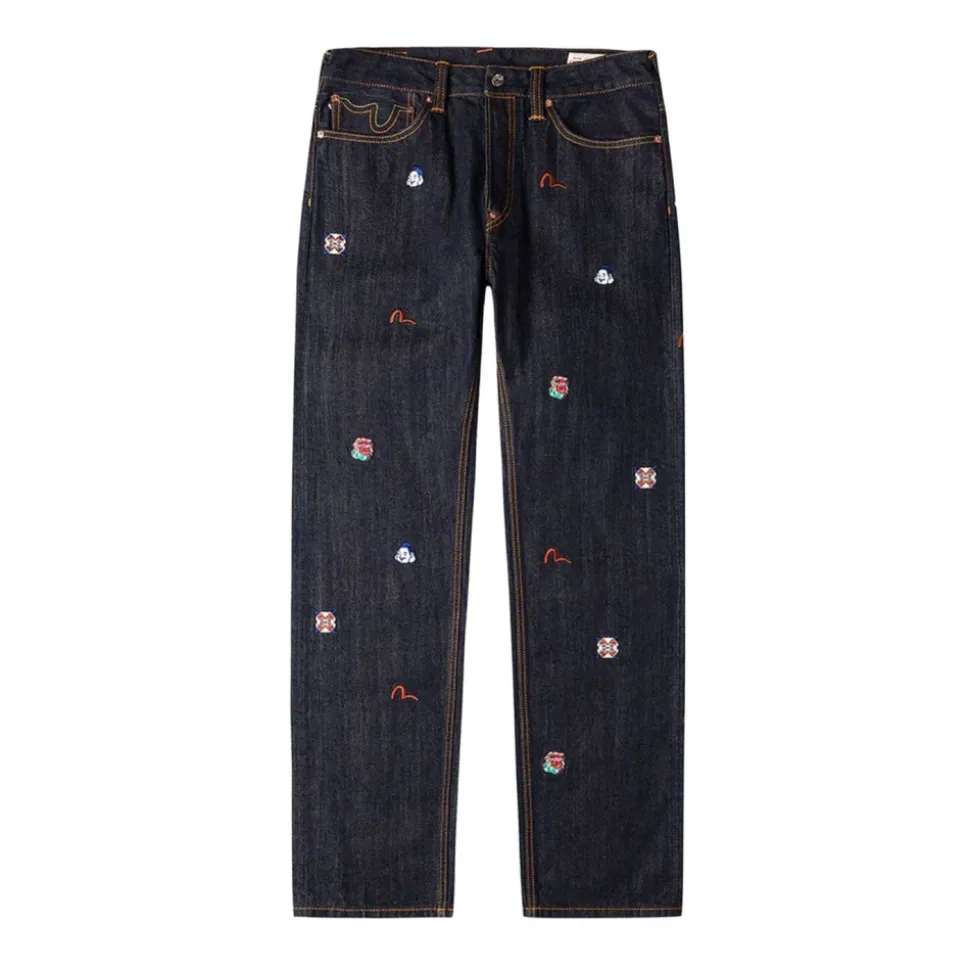 Allover Brand Embroidery Regular Fit Jeans
