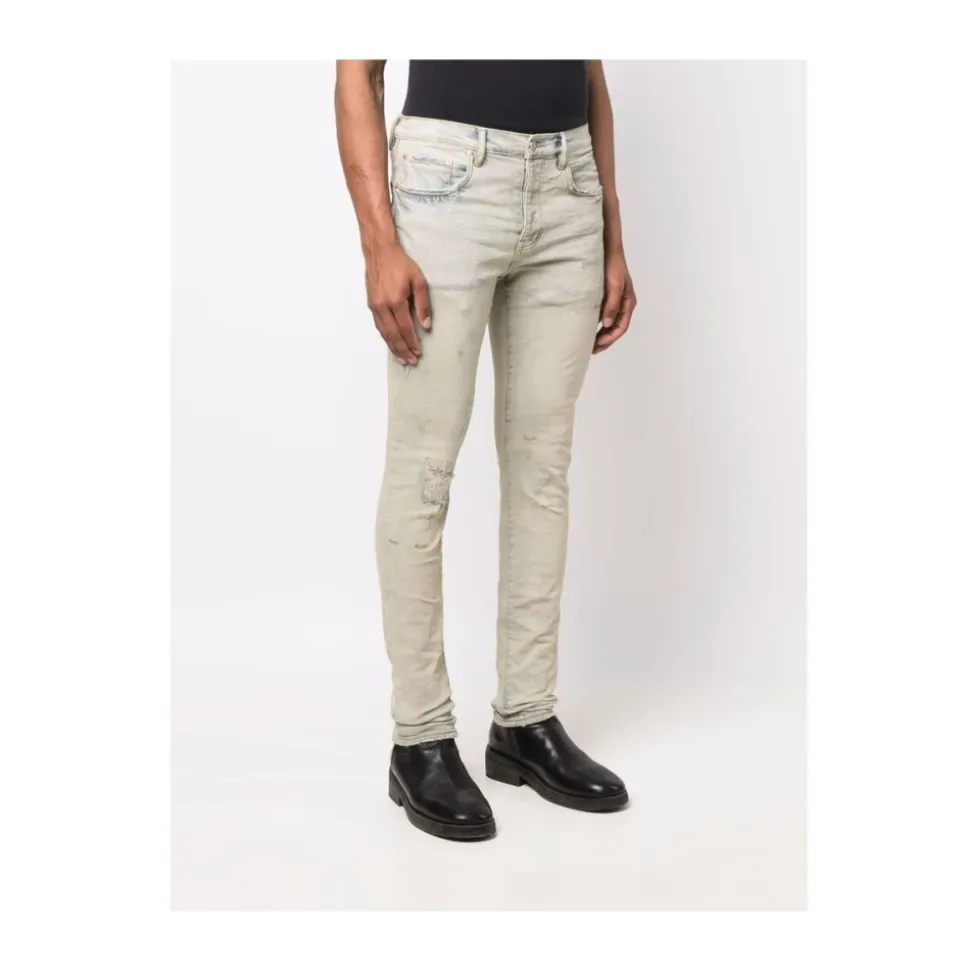 Ash Blue Skinny Cut Distressed Denim