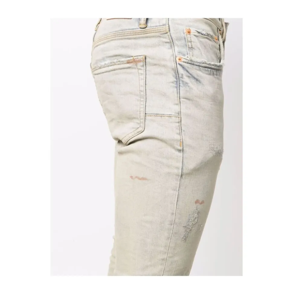 Ash Blue Skinny Cut Distressed Denim