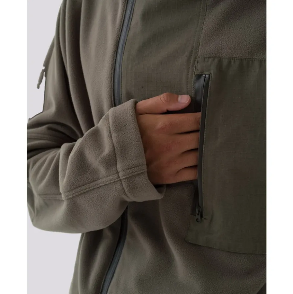 Asymmetrischer Fleece-Kapuzenpullover mit Reißverschluss