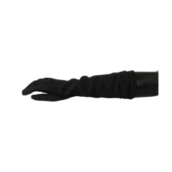 Authentische Handschuhe, Mittelarm Länge, Schwarz/Grau, Hergestellt in Italien