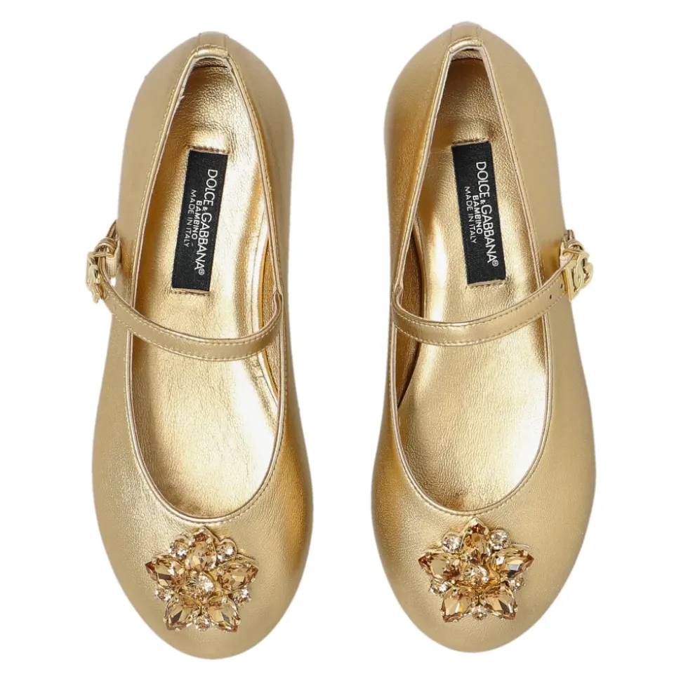 Ballerinas aus Nappaleder mit Broschen