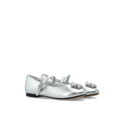 Ballerinas aus Nappaleder mit Brosche