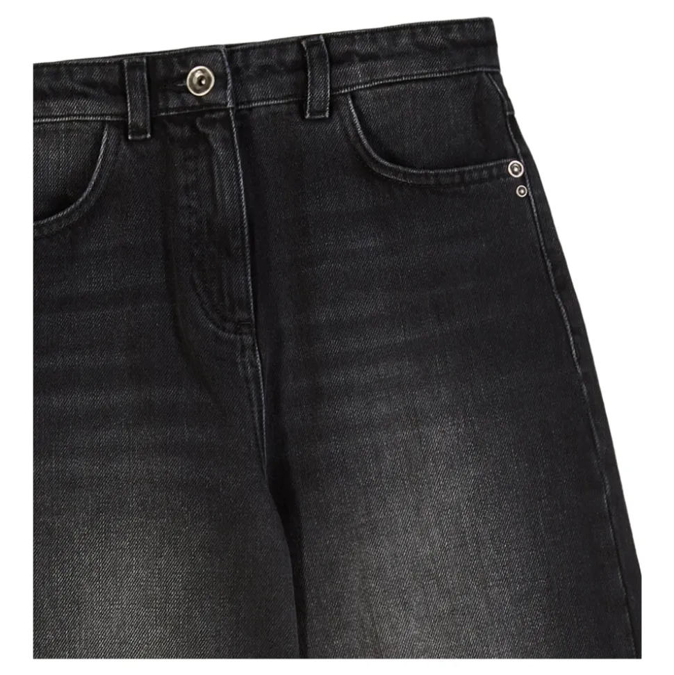 Barrel Fit Schwarze Hose