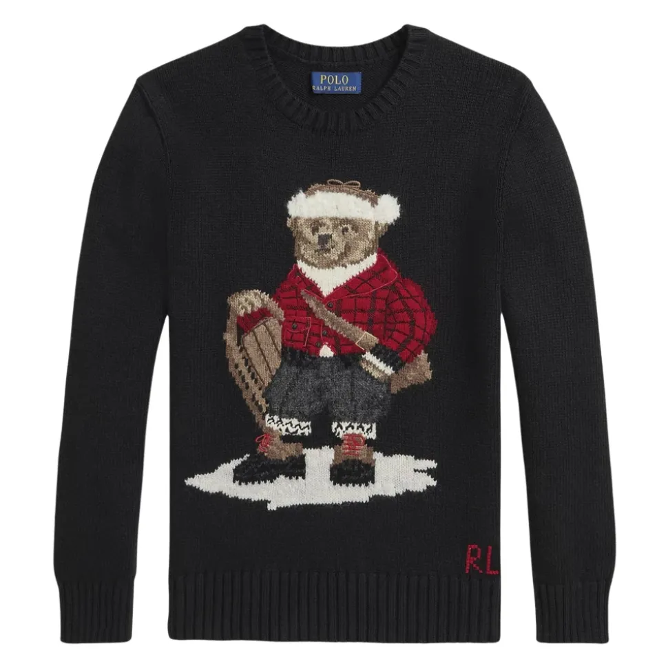 Baumwoll Crew Neck Polo Bear Pullover