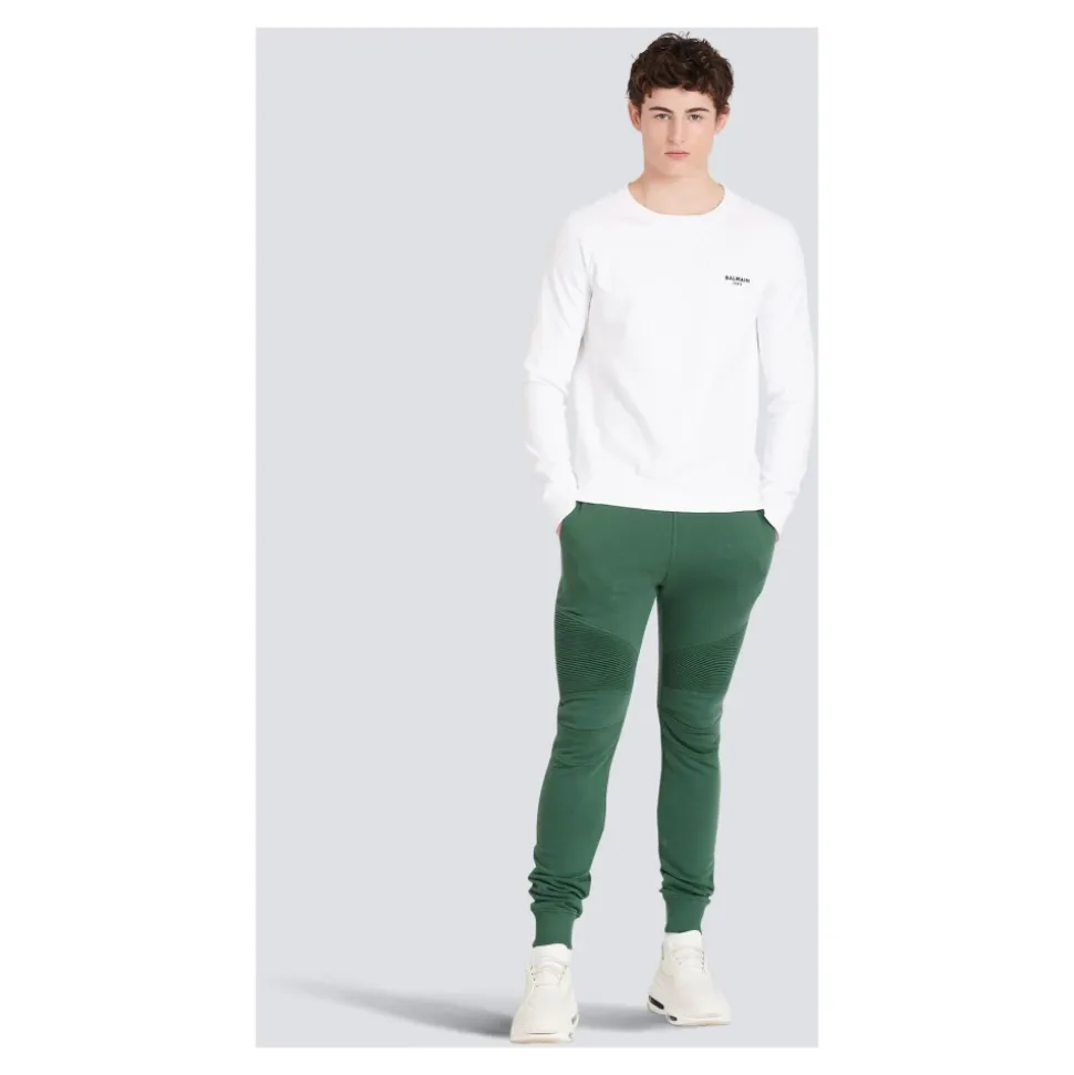 Baumwoll-Sweatpants mit flockigem Paris-Logo