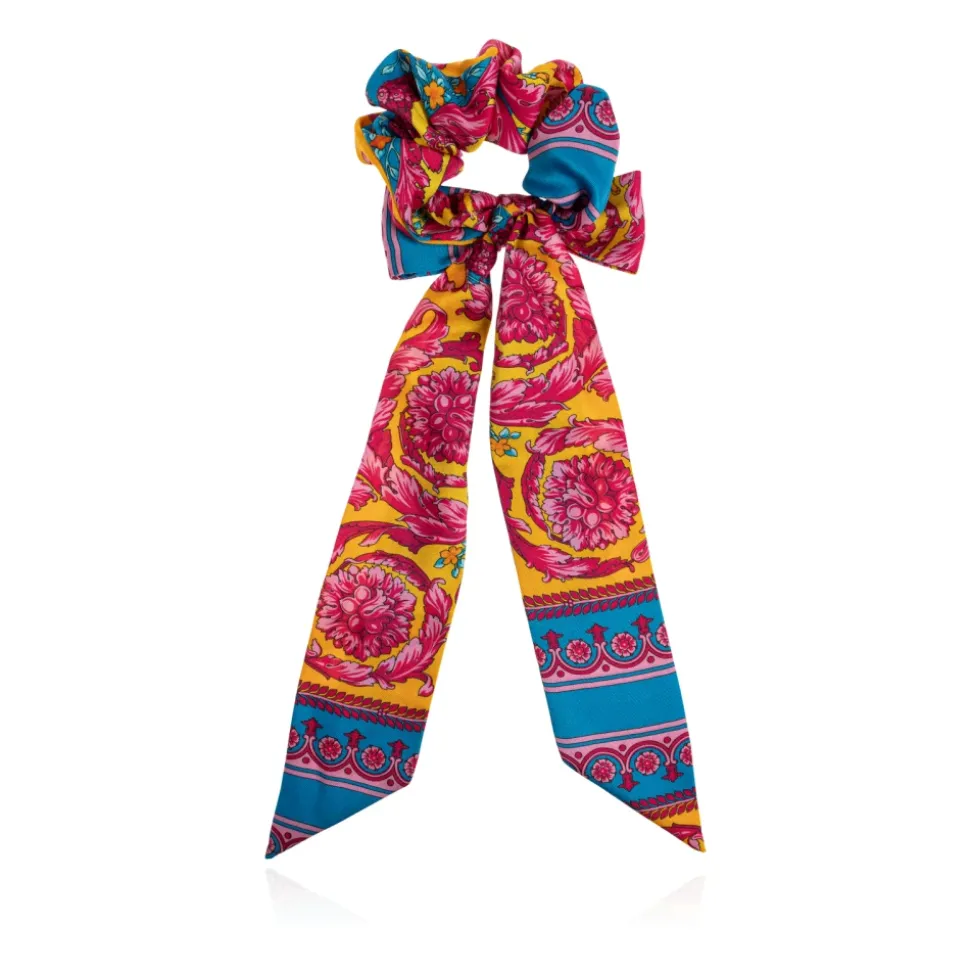 Bedrucktes Twill-Haargummi mit Schal und Schleife
