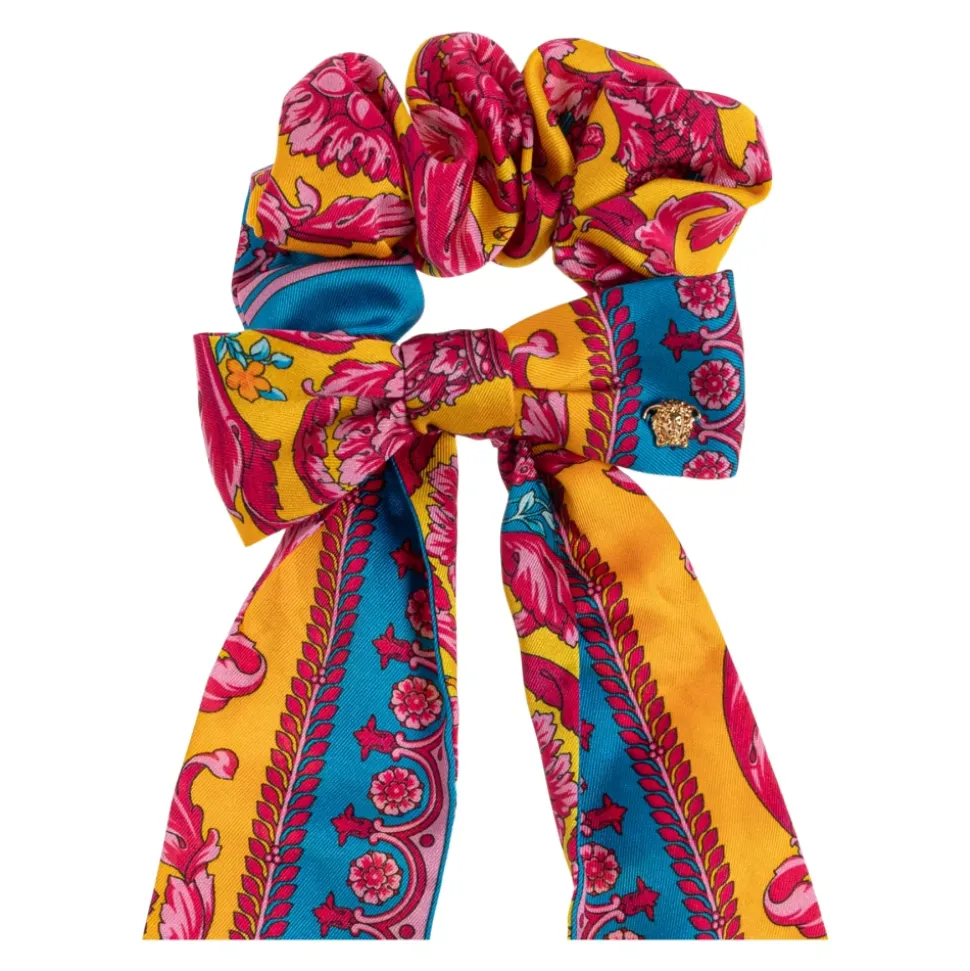 Bedrucktes Twill-Haargummi mit Schal und Schleife