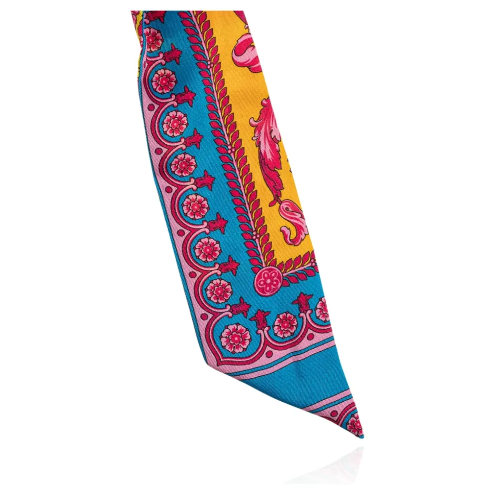 Bedrucktes Twill-Haargummi mit Schal und Schleife