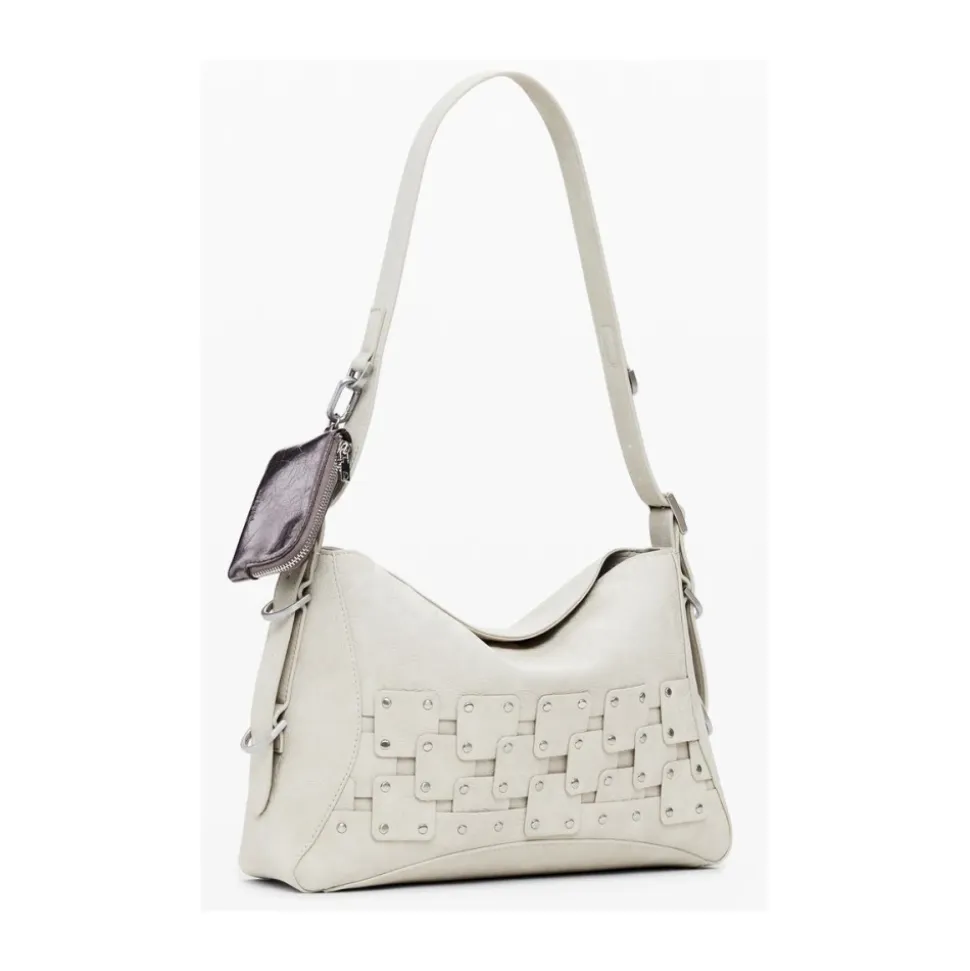 Beige Damen Handtasche mit Abnehmbarem Griff