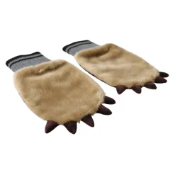 Beige Gestrickte Pelz Handgelenkshandschuhe