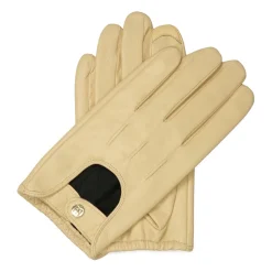 Beige glatte Leder-Autofahrhandschuhe