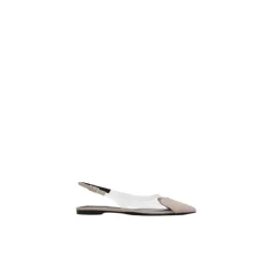 Beige Herz Flat Slingback Schuhe