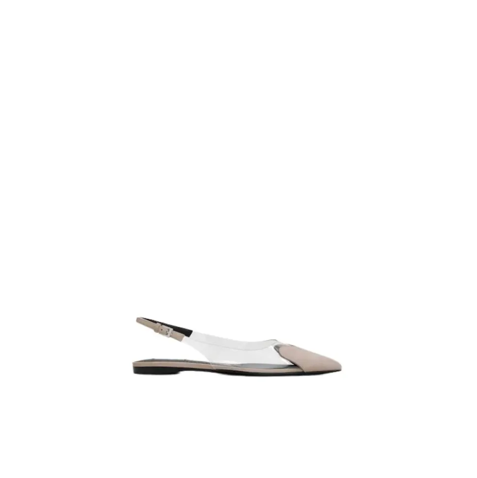 Beige Herz Flat Slingback Schuhe