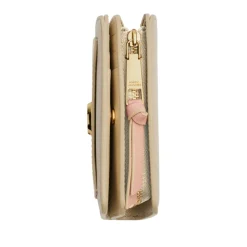Beige Leder Geldbörse mit Kartenfächern