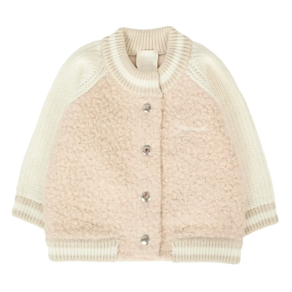 Beige Shearling Bomber Jacket