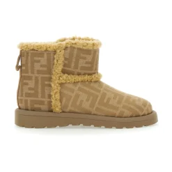 Beige Stiefeletten mit FF-Motiv