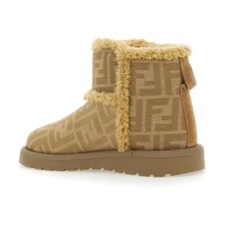 Beige Stiefeletten mit FF-Motiv