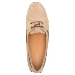 Beige Wildleder Flache Schuhe