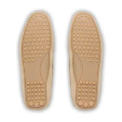 Beige Wildleder Flache Schuhe mit Schleife