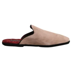 Beige Wildleder Slides Flache Schuhe