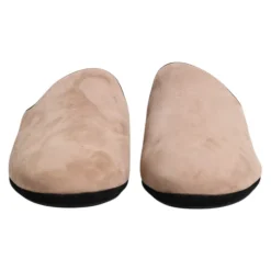 Beige Wildleder Slides Flache Schuhe
