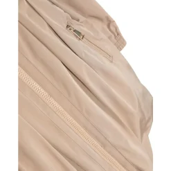 Beiger langer Twill-Polyester-Mantel