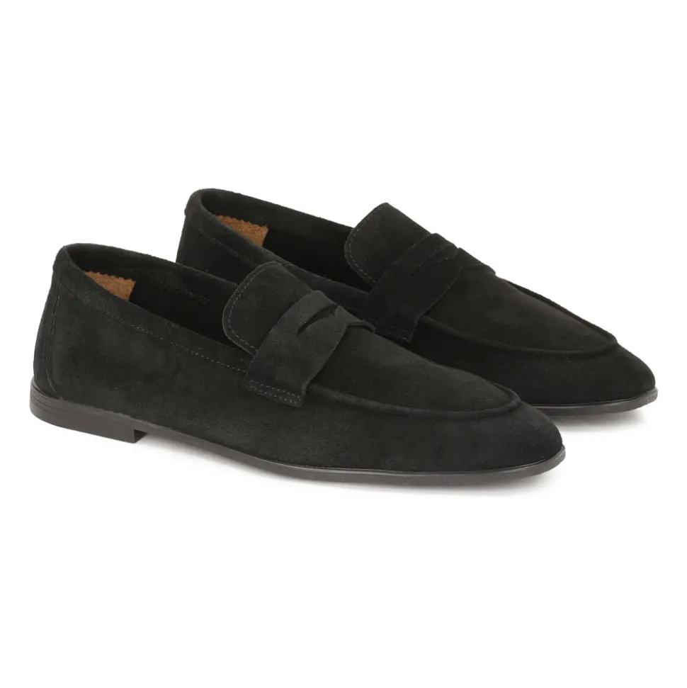 Bequeme schwarze Wildleder-Loafer
