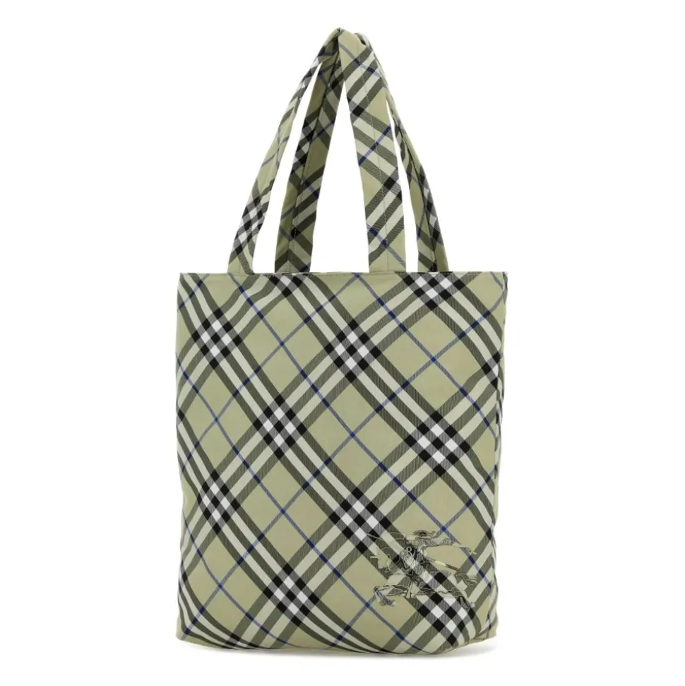 Bestickte Canvas Check Shopping Bag