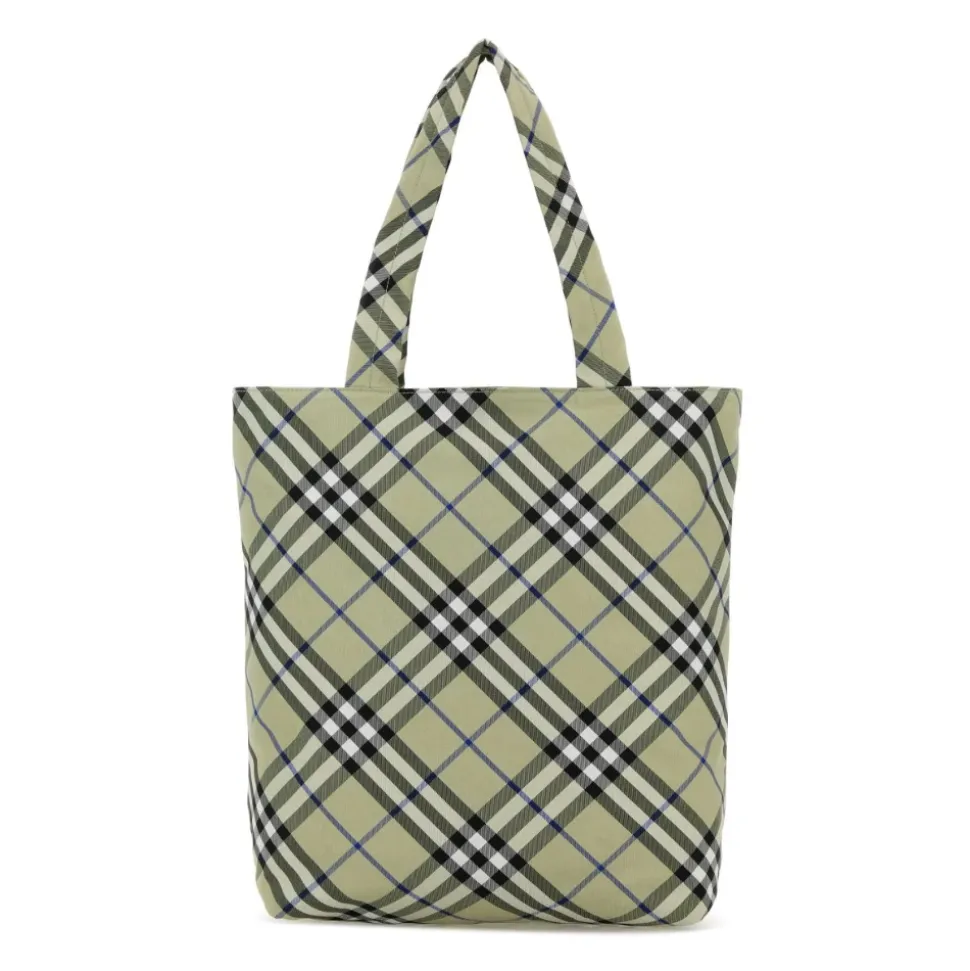 Bestickte Canvas Check Shopping Bag