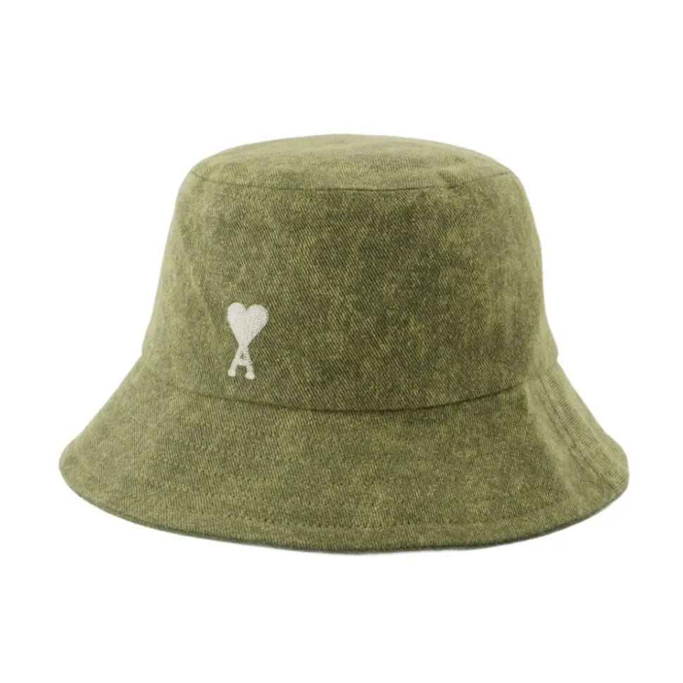 Bestickter Eimerhut - Baumwolle - Khaki