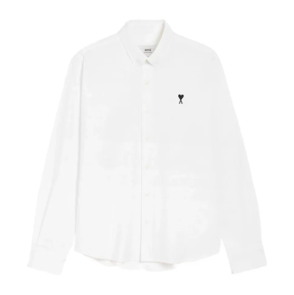 Besticktes Logo Weißes Button-Front Hemd