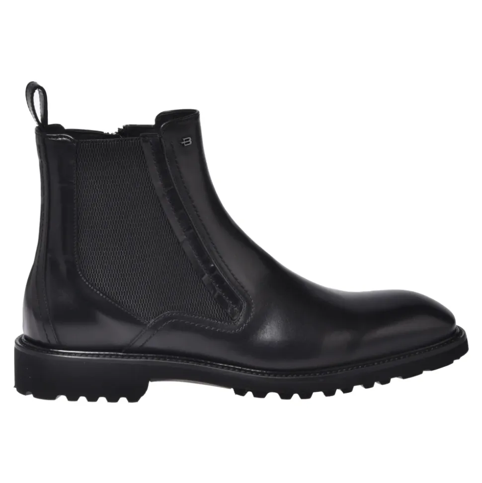 Black leather ankle boots