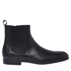Black leather ankle boots