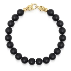 Black Onyx Healing Bracelet with Gold Lock