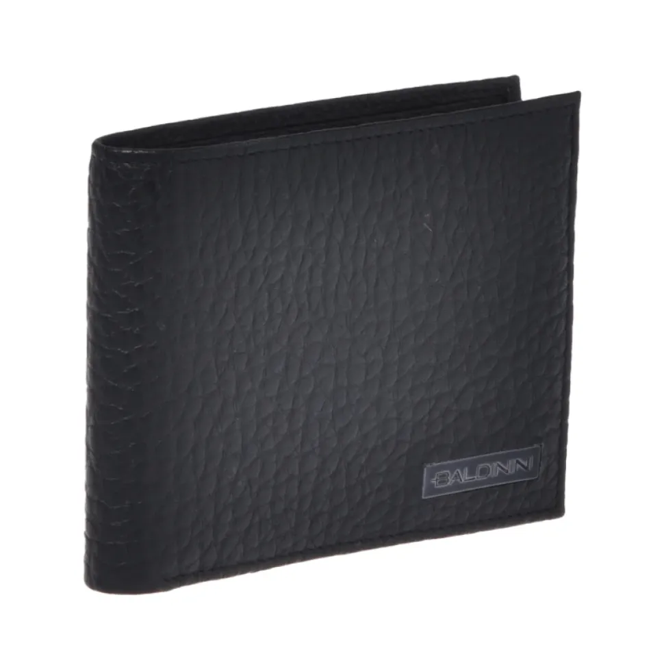 Black tumbled leather wallet