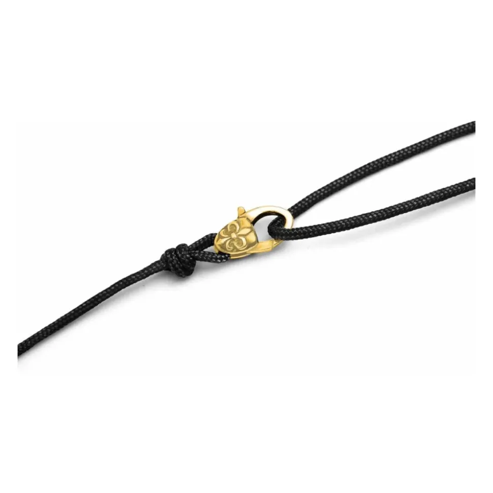 Black Wrap-Around String Bracelet with Sterling Silver Gold Plated Lock