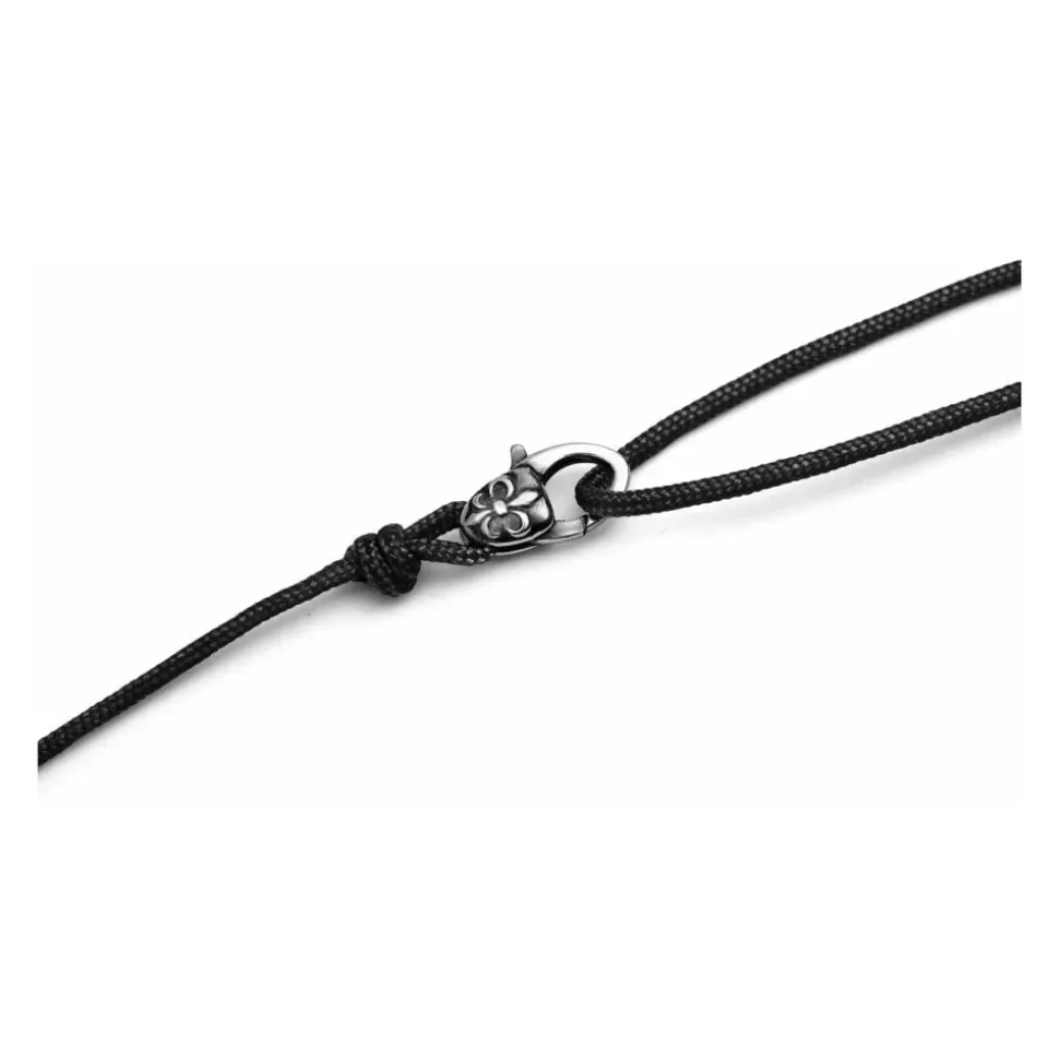 Black Wrap-Around String Bracelet with Sterling Silver Lock