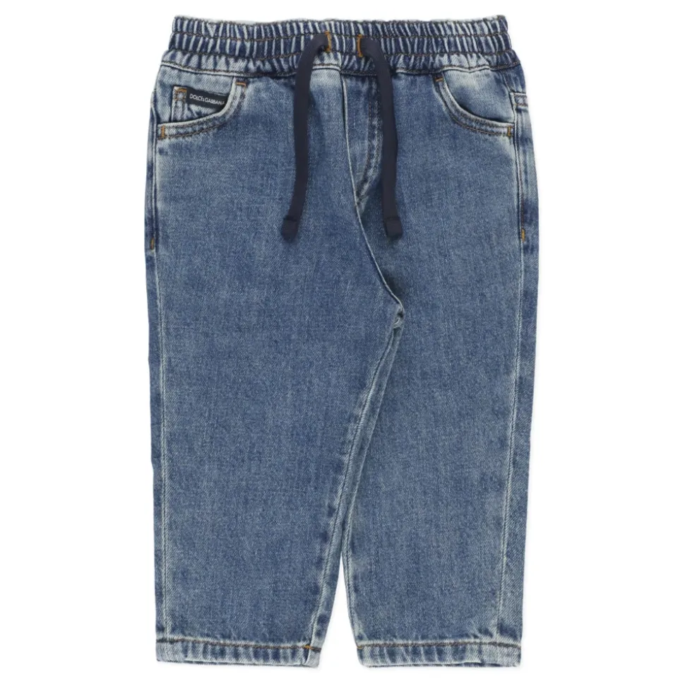 Blau Denim Jungenhose Elastischer Bund