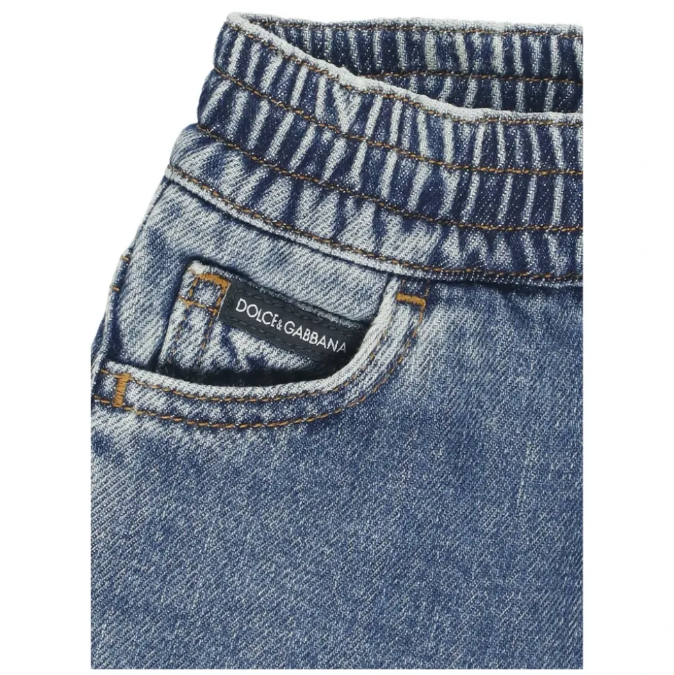 Blau Denim Jungenhose Elastischer Bund