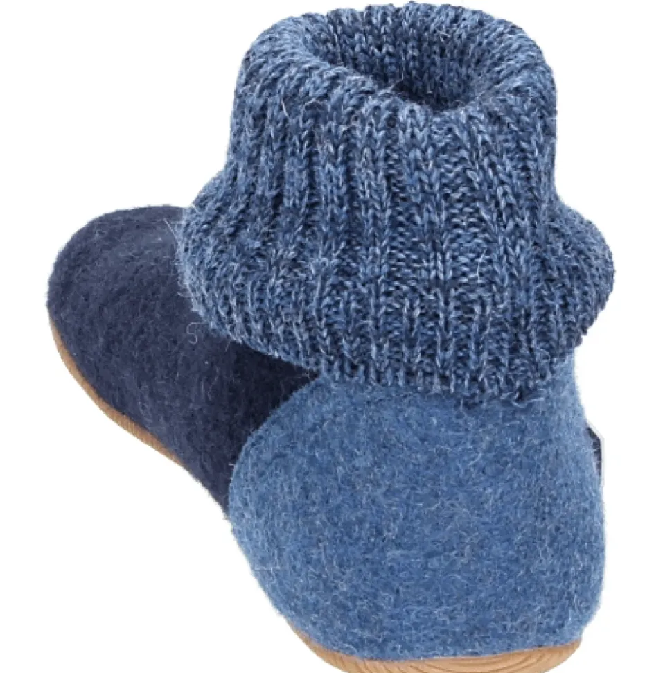Blau Geschlossene Hausschuhe mit Fellfutter