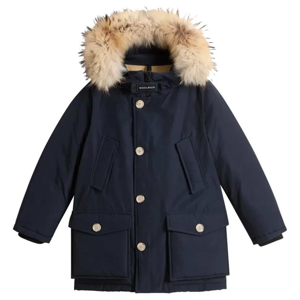 Blaue Arctic Abnehmbare Pelz Parka
