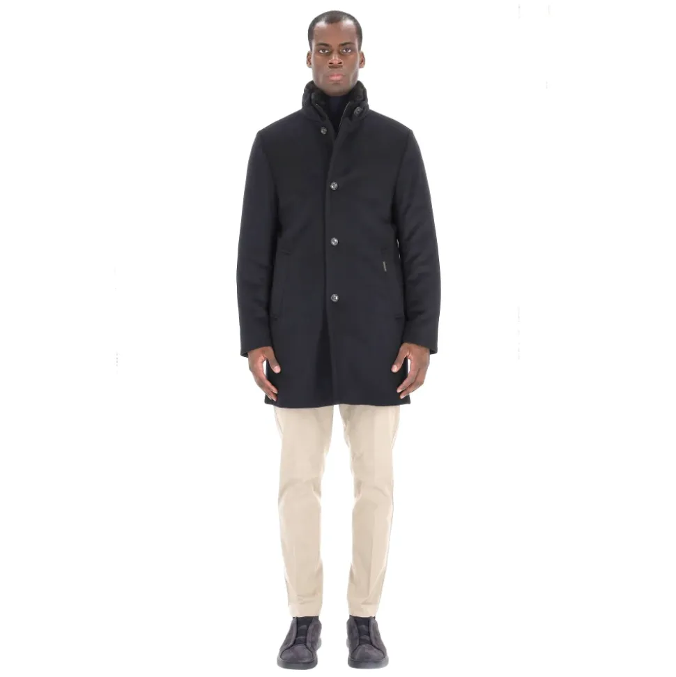 Blaue Biberwolle Kaschmir Daunenjacke