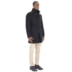 Blaue Biberwolle Kaschmir Daunenjacke