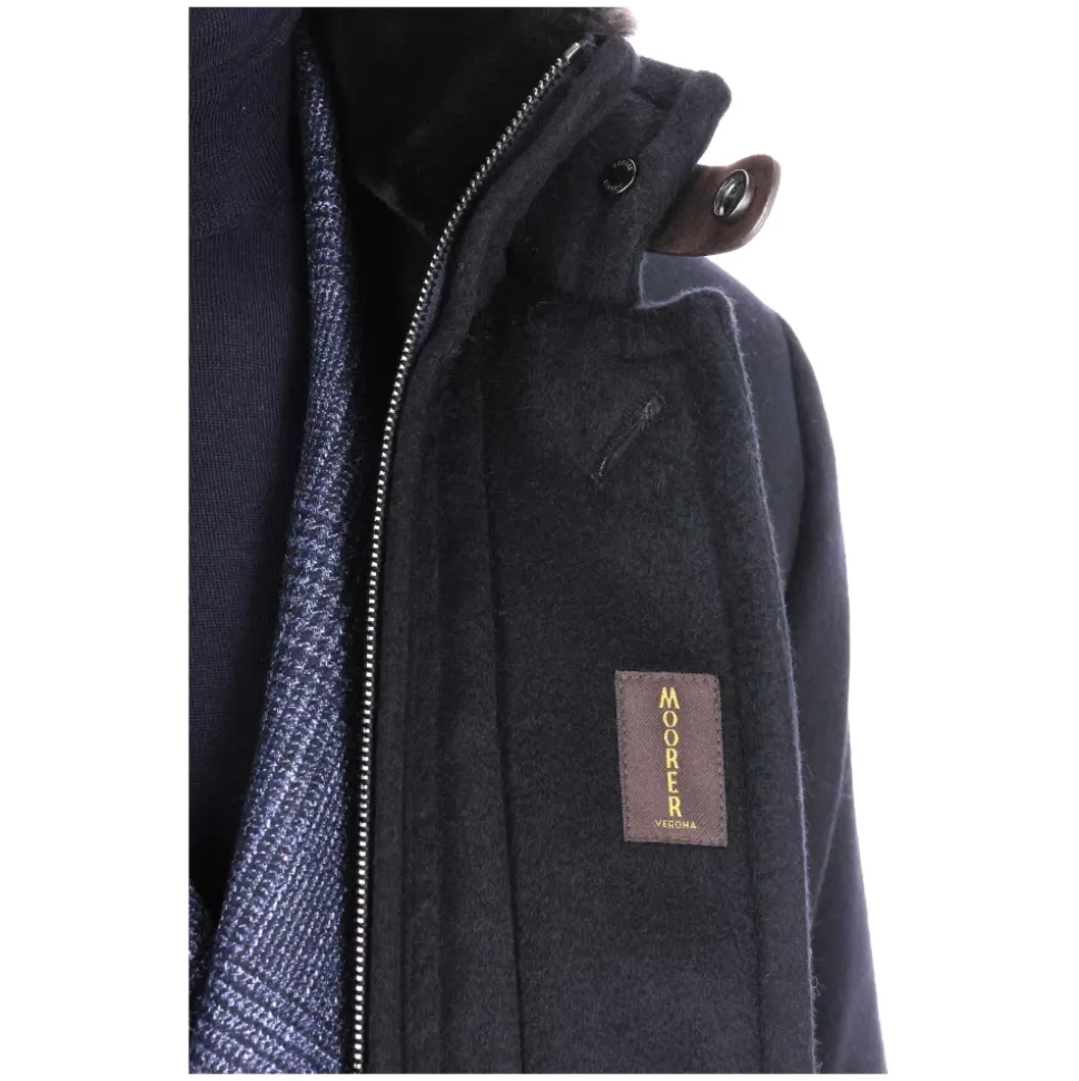 Blaue Biberwolle Kaschmir Daunenjacke