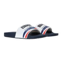 Blaue Flip Flops und Slider