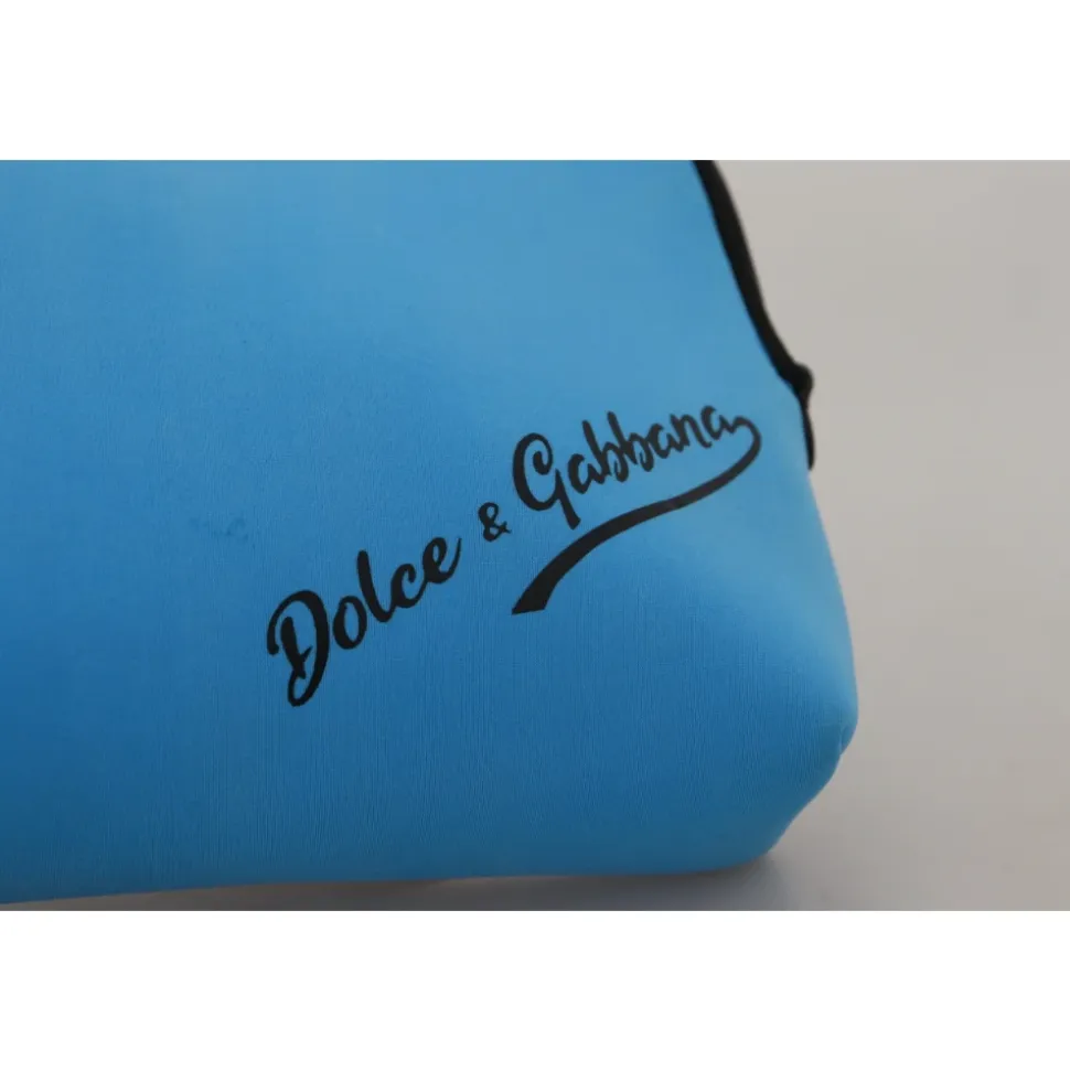 Blaue Logo-Print-Handtasche Leopardenmuster Kulturbeutel