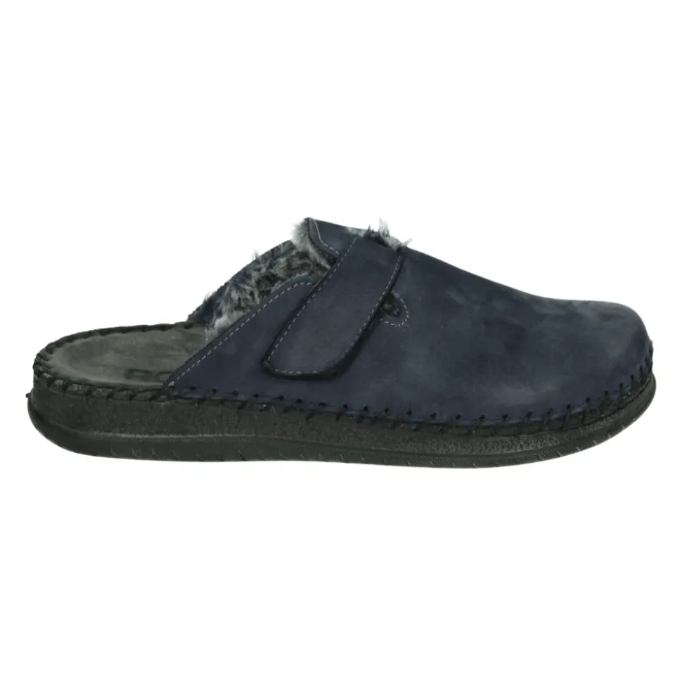 Blaue Nubuk Herren Hausschuhe